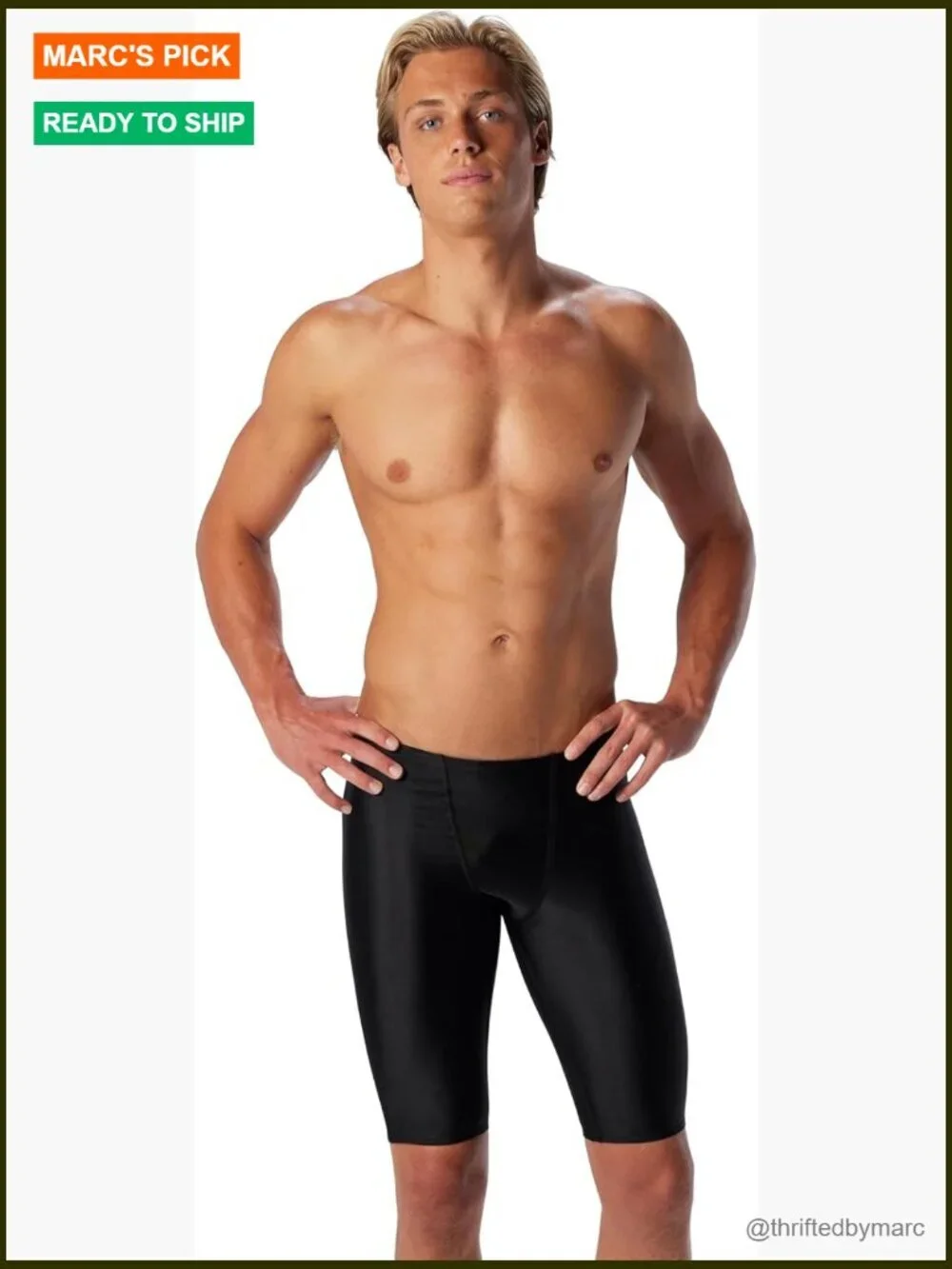 Men's ProLT Solid Jammer Swim Bottom - Mid Rise, Pull On, High Compression
